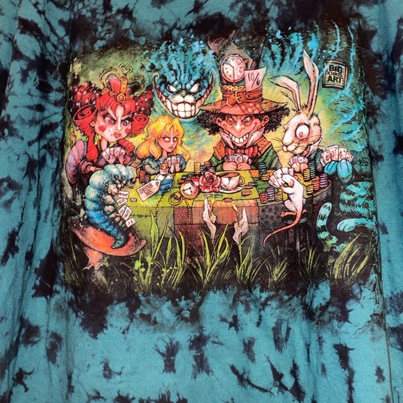 New Big Chris Art Dark Alice in the wonderland tie dye shirt sz XL - Picture 3 of 3